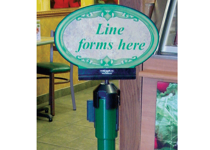 Foreign Line Forms Here Sign w/ Bracket