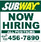 Now Hiring Sign w/ phone number