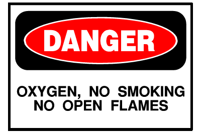 Danger Sign- Oxygen, No Open Flame