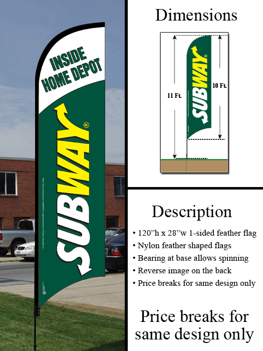 10ft Feather Flag "INSIDE HOME DEPOT" Logo Flag