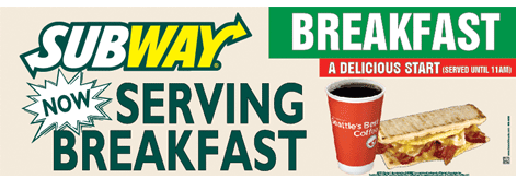 Horizontal Now Serving Breakfast Banner