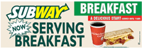 Horizontal Now Serving Breakfast Banner