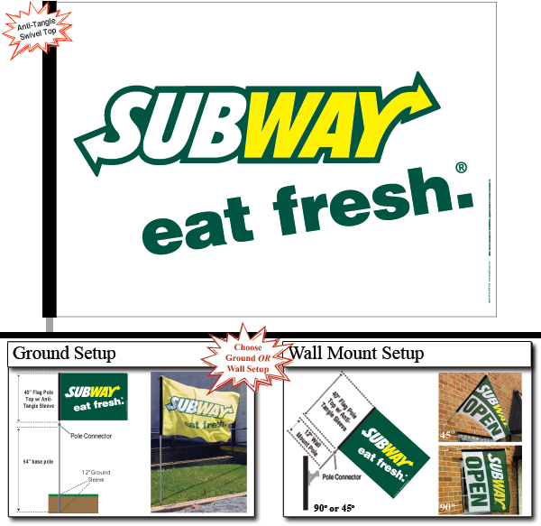 White Subway Logo Flag