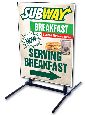 Outdoor Self Standing Sign - Now Serving Breakfast Sandwhich