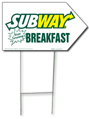 Arrow Picket Sign - Now Serving Breakfast