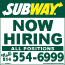 Now Hiring Sign w/ phone number