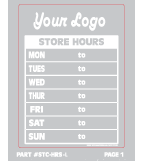 Static Cling Store hours (Custom Logo)