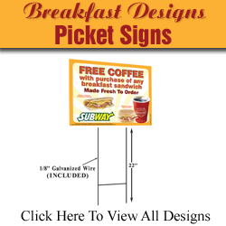 Breakfast Picket Signs
