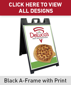 Mama DeLuca's Pizza 2' x 3' Black A-frame