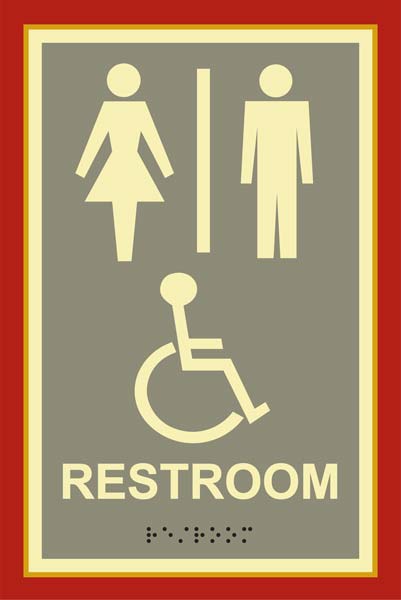 Tuscany II Unisex Bathroom Restroom Sign with Braille