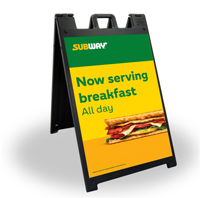 24 x 36 Black A-Frame - Now Serving Breakfast