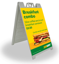 24 x 36 Black A-Frame - $3 Breakfast Combo