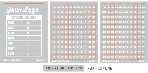 Static Cling Store hours (Custom Logo)